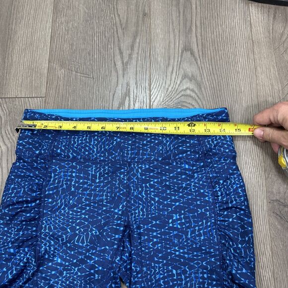 Lululemon Speed Track Shorts Womens 8 Blue Samba Snake Ruched Running Yoga Gym - Picture 6 of 7